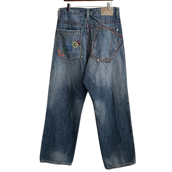 COOGI Vintage Y2K Jeans Embroidered Rainbow Urban Hip Hop Spellout 32x34 - Picture 7 of 16